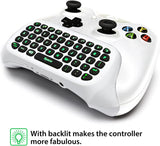 MoKo Xbox One Mini Green Backlight Keyboard 2.4G Receiver Wireless Chatpad Message Game Keyboard Keypad with Headset/Audio Jack for Xbox One/Xbox One S/Xbox One Elite/2/Xbox Series X/S, White