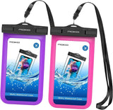MoKo Waterproof Phone Pouch Holder [2 Pack], Underwater Cellphone Case Dry Bag with Lanyard Armband Compatible with iPhone 13/13 Pro Max/iPhone 12/12 Pro Max/11 Pro Max, X/Xr/Xs/SE 3, Samsung S21/S10