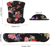 MoKo Keyboard Wrist Rest Pad and Mouse Pad Wrist Support Set, Ergonomic Raised Memory Foam Cushion, Non Slip Rubber Base [Pain Relief] for Office, Computer, Laptop, Typist, Gamer - Black with Roses