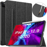 MoKo Case Fit iPad Pro 12.9 Inch 2020 (4th Gen) 2018 (3rd Gen) with Elastic Pencil Holder, [Support Apple 2 Pencil Charging] Slim Lightweight Smart Shell Stand Cover, Auto Wake/Sleep, Indigo