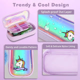 MoKo Pencil Case for Girls, Students Cute Pen Pencil Pouch Holder Desk Organizer with Double Zippers and Key Chains for Middle High School Office College Student Women Adult Teen - Purple