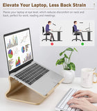 MoKo Wood Laptop Stand, Wooden Laptop Stand for Desk, Ergonomic Computer Cooling Holder, Natural Wooden Texture Desktop Notebook Stand Fits MacBook/iPad/Surface/Dell/Chromebook Laptops 11-17", Brich
