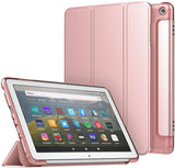 MoKo Case Fits Kindle Fire HD 8 & 8 Plus Tablet (10th Generation, 2020 Release), Soft TPU Translucent Frosted Back Cover Slim Smart Shell, Auto Wake/Sleep - Rose Gold