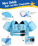 MoKo Swim Vest Arm Bands for Kids, Swimming Arm Floaties with Whistle Inflatable Floater Tube Water Wings with Shoulder Harness Sea Pool Water Supply Children Swim Training Equipment
