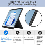 MoKo Case for Microsoft Surface Pro 8 13" 2021, Shockproof Protective Cover Shell Case with Transparent TPU + PC Shell, Compatible with Surface Pro Signature Keyboard & Surface Slim Pen 2, Black