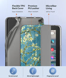 MoKo Case Fits Amazon All-New Kindle Fire 7 Tablet (2022 Release-12th Generation) Latest Model 7", Soft TPU Translucent Frosted Back Cover Multi-Angle Smart Shell, Almond Blossom