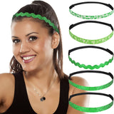MoKo St Patricks Day Decorations Headband 5-Pack, Non-Slip Adjustable Stretchy Green Glitter Clover St Patricks Day Headbands Accessories for Women Girls Teens