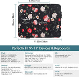 MoKo 9-11 Inch Tablet Sleeve Bag Carrying Case Fit iPad air 5 10.9" 2022, iPad Pro 11 2021-2018, iPad 9/8/7th Gen 10.2, iPad Air 4 10.9, iPad Air 3 10.5, Tab S8/S7/A7 Lite/Tab A 10.1, Night Peony