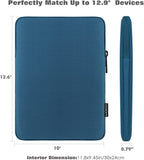 MoKo 12.9 Inch Laptop Sleeve Case Fits Tab S8+ 12.4", iPad Pro 12.9 2021-2018, iPad Pro 12.9 2017/2015, Surface Laptop Go 12.4", Polyester Bag Fit with Apple Pencil and Smart Keyboard, Peacock Blue
