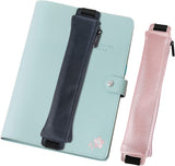 MoKo Pencil Case (2 Pack), PU Leather Pen Pencil Pouch Holder Stationery Zipper Bag with Elastic Strap for Pens, Pencils, Markers, Eraser - Printing & Gold Pink