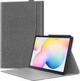 MoKo Case Compatible with Galaxy Tab S6 Lite 2020, Ultra-Slim PU Smart Folding Stand Cover Shell Sleeve Case with Auto-Wake/Sleep Fit Galaxy Tab S6 Lite 10.4 2020 SM-P610/P615 - Gray & Pink Stripe
