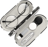 MoKo Double Eyeglass Case, Contact Lens Case with Mirror Tweezers Remover, 2 in 1 Double Sided Portable Contact Lens Box Holder Container