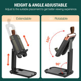 MoKo Adjustable Cell Phone Stand, Desk Phone Holder Dock Stand with Angle Height Adjustment, Fits with iPhone 13, 13 Pro, iPhone 12 iPad 9,iPad Mini 6, Air 4 3, All Smartphone Tablet(4"-13"), Black