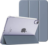 MoKo Case Fit New iPad Mini 6 2021 (6th Generation, 8.3-inch) - Slim Lightweight Hard Clear Back Shell Stand Cover with Translucent Frosted Back Protector, with Auto Wake/Sleep, Marble Gold Purple
