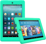 MoKo Case for All-New Amazon Fire 7 Tablet (7th Generation, 2017 Release Only) - Light Weight Shock Proof Soft Silicone Back Cover [Kids Friendly] for Fire 7, Blue