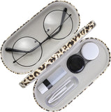 MoKo Double Eyeglass Case, Contact Lens Case with Mirror Tweezers Remover, 2 in 1 Double Sided Portable Contact Lens Box Holder Container