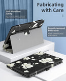 MoKo Case Fits All-New Kindle Fire HD 10 & 10 Plus Tablet (11th Generation, 2021 Release) 10.1" - Slim Folding Stand Cover with Auto Wake/Sleep, Black & White Magnolia