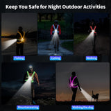 MoKo LED Reflective Running Vest High Visibility Warning Lights for Runners Adjustable Belt Safety Gear for Men/Women Night Running, Walking, Cycling, Biking