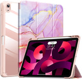 MoKo Case Fit iPad Air 5th/4th Generation 10.9 Inch 2022/2020 with Pencil Holder, [Support 2nd Gen Pencil Charging & Touch ID] Shockproof Frame with Clear Transparent Back,Auto Wake/Sleep,Lavender