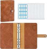 MoKo Budget Binder with Zipper Envelopes,A6 Binder Notebook,6-Ring Loose-Leaf PU Leather Binder Cover Folder Budget Planner with 12-Pack Clear Cash Envelopes Pockets & Label Stickers,Shimmering Gray
