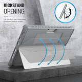MoKo Case Fits Microsoft Surface Pro 8 13" Touchscreen 2021 Release Tablet - All-in-One Protective Rugged Cover Case with Hand Strap & Compatible with Type Cover Keyboard, Light Gray