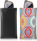 MoKo Glasses Case (2 Pack), Portable Leather Soft Sunglasses Case for Women Men
