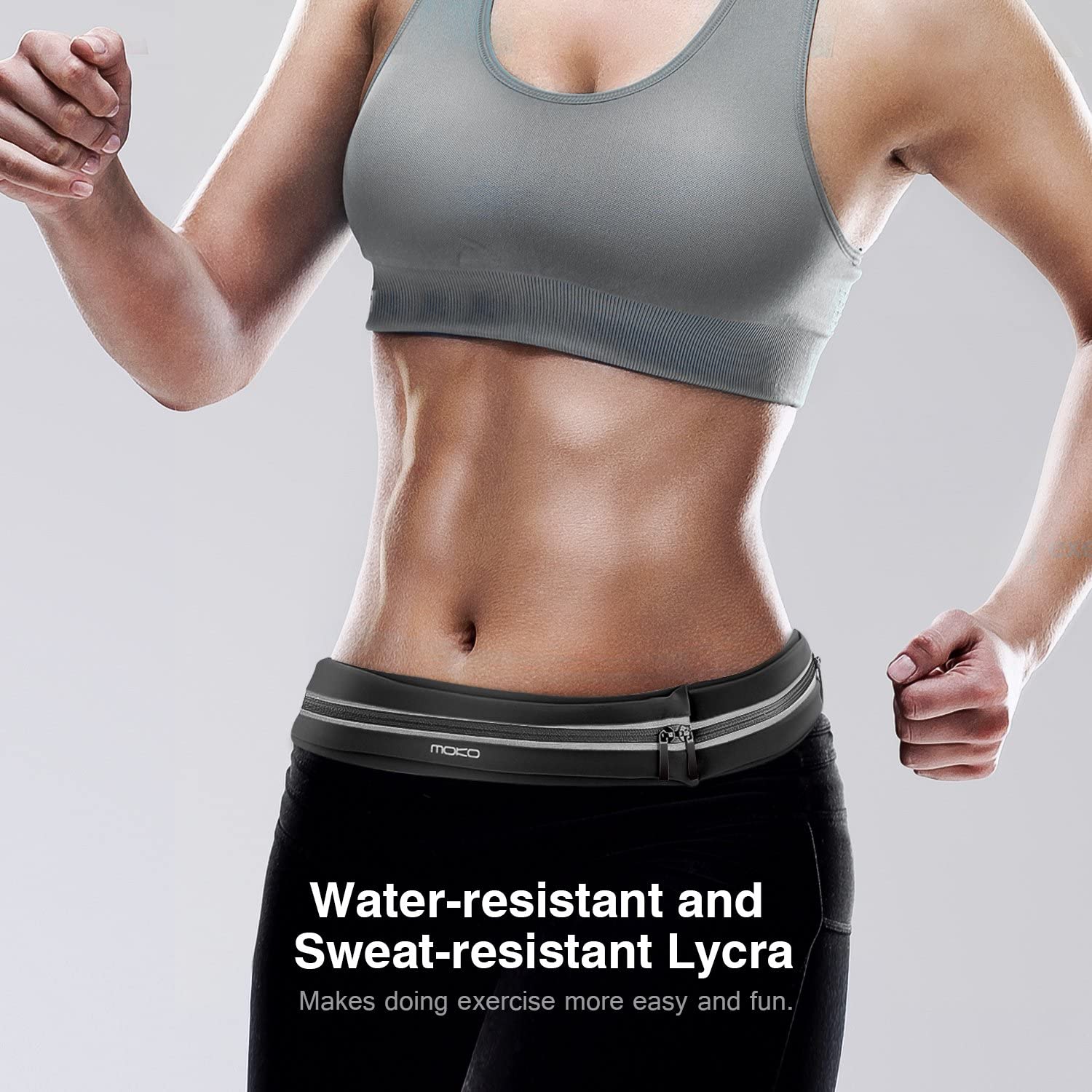 MoKo Sports Running Belt for Women Men,Runner Waist Pack,2 Pockets