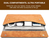 MoKo Laptop Sleeve Fits MacBook Pro M1 Pro/M1 Max 16.2 2021 MacBook Pro 16” /15.4", Surface Book 2 15", Surface Laptop 3 15", HP Chromebook 14, Felt and PU Leather Case Bag with Pocket, Gray&Brown