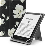 MoKo Universal Case for 6",6.8",7" Kindle eReaders Fire Tablet - Kindle/Kobo/Voyaga/Lenovo/Sony Kindle E-Book Tablet, Lightweight PU Leather Folio Shell Cover Case, with Hand Strap/Kickstand, Flowers