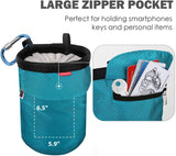 MoKo Chalk Bag, Drawstring Rock Climbing Chalk Bag Bouldering Chalk Bag Bucket with Adjustable Belt & Zippered Pockets and Carabiner for Rock Climbing Weight Lifting Gymnastics Crossfit