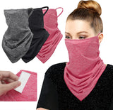 MoKo Scarf Mask Bandana with Ear Loops 3 Pack, Neck Gaiter Balaclava with Filter Pocket Face Mask for Outdoor for Women Men
