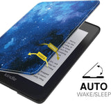 MoKo Case Fits 6" Kindle Paperwhite (10th Generation, 2018 Releases), Lightweight PU Leather Cover Stand Shell with Hand Strap for Amazon Kindle Paperwhite 2018 E-Reader - Blue Sky Star