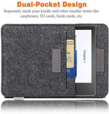 MoKo Sleeve Compatible with Kindle Oasis 2019 / 2017, Protective Felt Accessories Cover Case Pouch Bag with Dual Pockets Fits 7 Inch Kindle Oasis E-Reader, Dark Gray