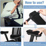 MoKo Ergonomic Armrest Pads, Soft Polyurethane Foam Arc Shape Elbow Pillow - Universal Adjustable Chair Arm Covers for Elbows and Forearms Pressure Relief, Black