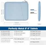 MoKo 8-9 Inch Tablet Sleeve, Fits iPad Mini 6 5/4/3/2/1, Galaxy Tab A7 Lite 8.7/Tab A 8.0/Tab A 8.4, Tab 8.0,Protective Bag Carrying Case with Slanted Pocket, Misty Blue