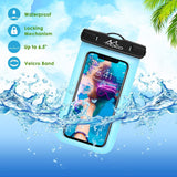 MoKo Waterproof Phone Pouch, Underwater Cellphone Case Dry Bag with Lanyard Armband Compatible with iPhone 11/11 Pro Max, X/Xs/Xr/Xs Max/SE 3, 8/7/6 Plus, Samsung S10/S9/S8 Plus, A10E,Note 10,SkyBlue