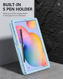 MoKo Case Fit Samsung Galaxy Tab S6 Lite 10.4 2022 (SM-P613/P619) & 2020 (SM-P610/P615), [Built-in Screen Protector] Full-Body Trifold Stand Cover Case with Auto Sleep/Wake & Pencil Holder - Black