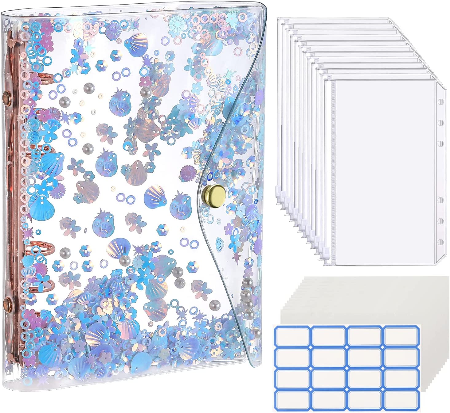 MoKo A6 Budget Binder Notebook,Glittering Quicksand Spangles Binder Co ...