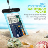 MoKo Waterproof Phone Pouch, Underwater Cellphone Case Dry Bag with Lanyard Armband Compatible with iPhone 11/11 Pro Max, X/Xs/Xr/Xs Max/SE 3, 8/7/6 Plus, Samsung S10/S9/S8 Plus, A10E,Note 10,SkyBlue