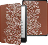 MoKo Case for 6.8" Kindle Paperwhite (11th Generation-2021) and Kindle Paperwhite Signature Edition, Light Shell Cover with Auto Wake/Sleep for Kindle Paperwhite 2021 E-Reader, Blue & Pink Flower