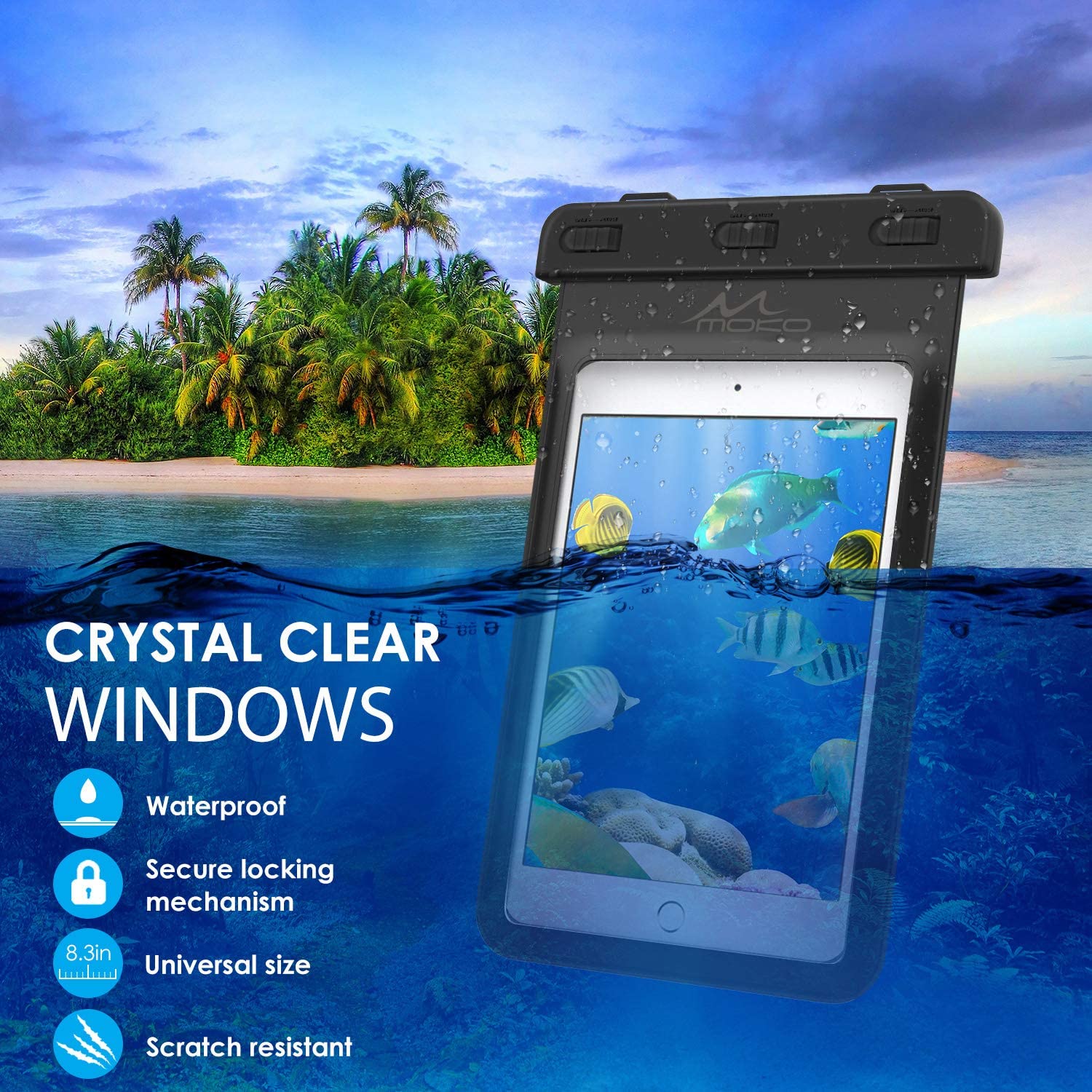 ipad rain bag MoKo Universal Waterproof Case, Dry Bag Pouch for iPad Mini 6/5/4/3/2, – Mokodirect