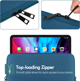 MoKo 9-11 Inch Tablet Sleeve Fits iPad air 5 10.9" 2022, iPad Pro 11 2021-2018, iPad 9/8/7th Gen 10.2, iPad Air 4 10.9, iPad Air 3 10.5, iPad 9.7, Tab A 10.1, Polyester Bag with Pocket, Peacock Blue