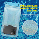 MoKo Waterproof Phone Pouch Holder Floating 2-Pack, IPX8 Glitter Waterproof Case Dry Bag Compatible for iPhone 13/13 Pro Max/iPhone 12 Mini/12 Pro Max 11 Pro Max/X/Xs Max/8/7/6/SE 3, Galaxy S20/S21