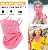 MoKo Kids Neck Gaiter Face Mask, 3 Pack Scarf Bandana Mask with Ear Loops UV Sun Protection Outdoors Balaclava for Girls Boys