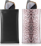 MoKo Glasses Case (2 Pack), Portable Leather Soft Sunglasses Case for Women Men