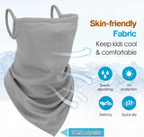 MoKo Kids Bandana Face Mask with Filter Pocket Ear Loops, 3 Pack Neck Gaiter Balaclava for Cycling Gator for Boys Girls