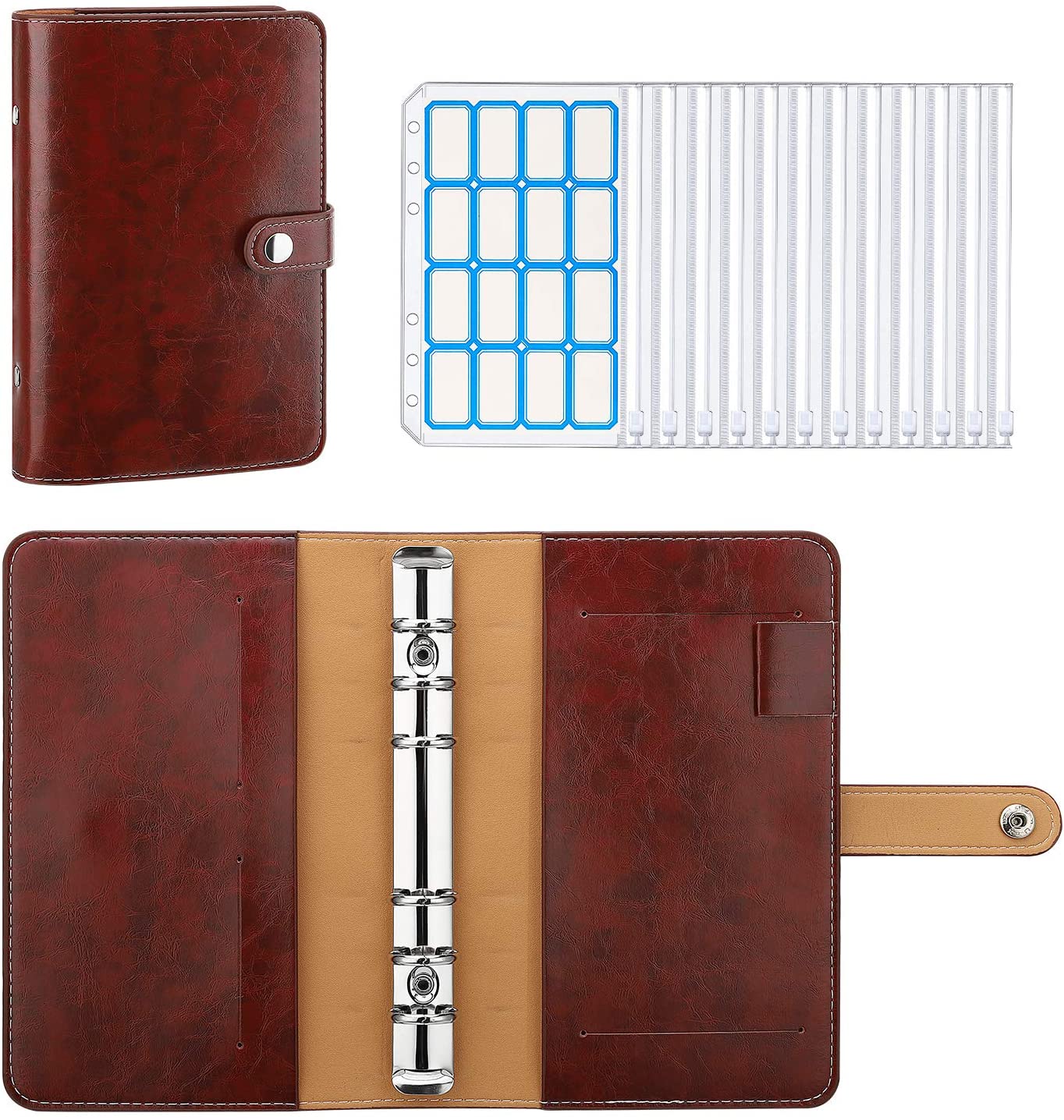  Imitation denim style Budget Binder A6 Planner Money Saver  with Zipper Cash Envelopes Sheet and Stickers for Budgeting -008-CF :  Office Products