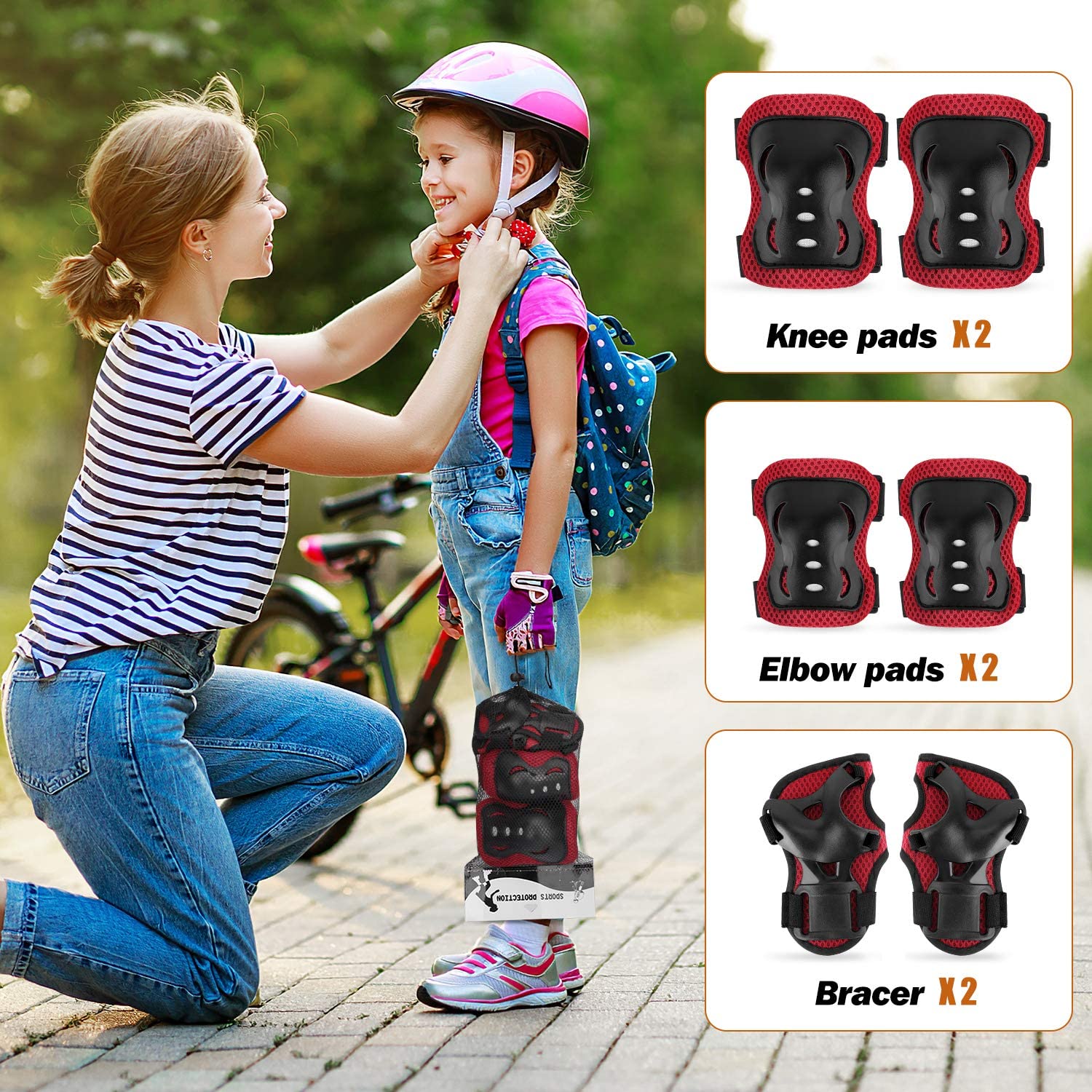 MoKo Kids Protective Gear Set, Knee Pads for Kids Elbow Guards