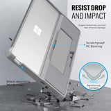 MoKo Case Fits Microsoft Surface Pro 8 13" Touchscreen 2021 Release Tablet - All-in-One Protective Rugged Cover Case with Hand Strap & Compatible with Type Cover Keyboard, Light Gray