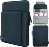 MoKo 9-11 Inch Tablet Sleeve Bag Carrying Case with Storage Pockets Fits iPad air 5 10.9" 2022, iPad Pro 11 2021/2020, iPad 9/8/7th Gen 10.2, iPad Air 4 10.9, Tab A 10.1, Tab S8 11", Blue Flowers